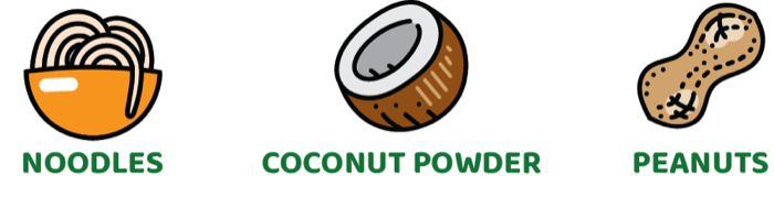 Hero ingredients: Noodles · Coconut Powder · Peanuts