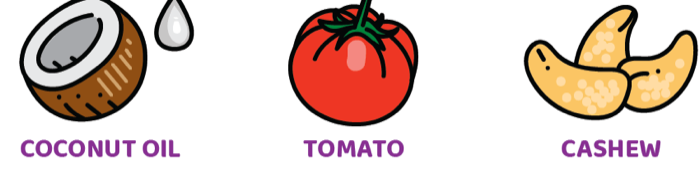 Hero ingredients: Coconut Oil · Tomato · Cashew