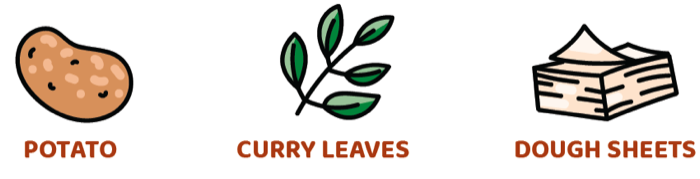 Hero ingredients: Potato · Curry Leaves · Dough Sheets