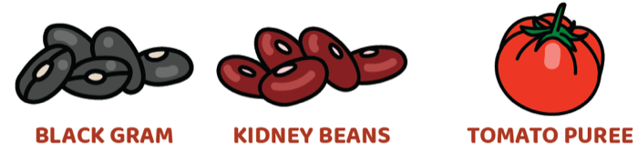 Hero ingredients: Black Gram · Kidney Beans · Tomato Puree
